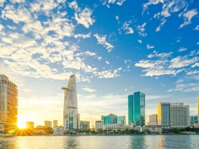 Downtown-Saigon-in-sunset-